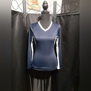Badger Sports Ladies Navy and White Women's Top Long Sleeve Size S Active Athlet